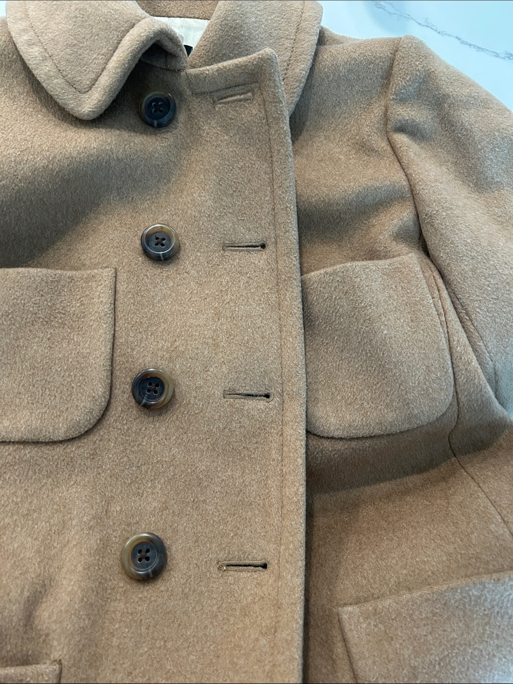 J. Crew Camel Wool-Blend Double-Breasted Pea Coat - Picture 8 of 8